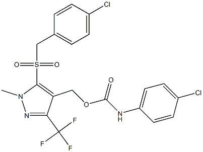 [5-[(4-chlorobenzyl)sulfonyl]-1-methyl-3-(trifluoromethyl)-1H-pyrazol-4-yl]methyl N-(4-chlorophenyl)carbamate Structure