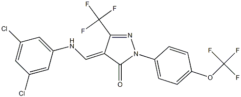 4-[(3,5-dichloroanilino)methylene]-2-[4-(trifluoromethoxy)phenyl]-5-(trifluoromethyl)-2,4-dihydro-3H-pyrazol-3-one Struktur