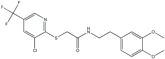 2-{[3-chloro-5-(trifluoromethyl)-2-pyridinyl]sulfanyl}-N-(3,4-dimethoxyphenethyl)acetamide Struktur