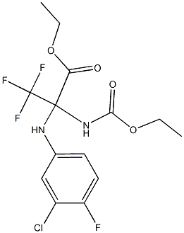 ethyl 2-(3-chloro-4-fluoroanilino)-2-[(ethoxycarbonyl)amino]-3,3,3-trifluoropropanoate Struktur