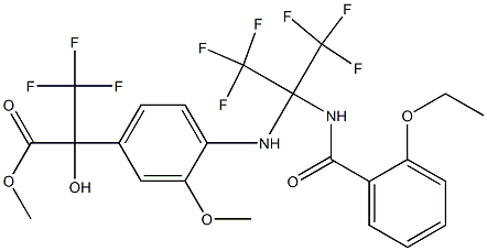 methyl 2-(4-{[1-[(2-ethoxybenzoyl)amino]-2,2,2-trifluoro-1-(trifluoromethyl)ethyl]amino}-3-methoxyphenyl)-3,3,3-trifluoro-2-hydroxypropanoate Structure