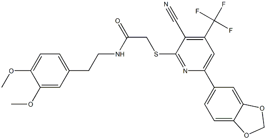 2-{[6-(1,3-benzodioxol-5-yl)-3-cyano-4-(trifluoromethyl)-2-pyridinyl]sulfanyl}-N-(3,4-dimethoxyphenethyl)acetamide