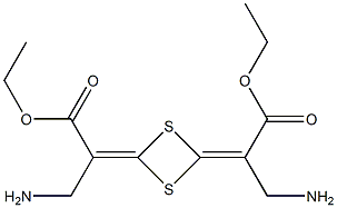 ethyl 3-amino-2-{4-[1-(aminomethyl)-2-ethoxy-2-oxoethylidene]-1,3-dithietan -2-yliden}propanoate Struktur