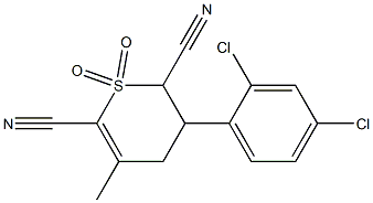 3-(2,4-dichlorophenyl)-5-methyl-1,1-dioxo-1,2,3,4-tetrahydro-1lambda~6~-thiine-2,6-dicarbonitrile 化学構造式