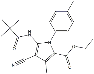 ethyl 4-cyano-5-[(2,2-dimethylpropanoyl)amino]-3-methyl-1-(4-methylphenyl)-1H-pyrrole-2-carboxylate 结构式