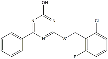 4-[(2-chloro-6-fluorobenzyl)thio]-6-phenyl-1,3,5-triazin-2-ol,,结构式