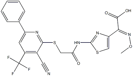  2-{2-[(2-{[3-cyano-6-phenyl-4-(trifluoromethyl)-2-pyridinyl]sulfanyl}acetyl)amino]-1,3-thiazol-4-yl}-2-(methoxyimino)acetic acid