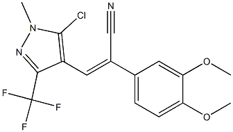 (Z)-3-[5-chloro-1-methyl-3-(trifluoromethyl)-1H-pyrazol-4-yl]-2-(3,4-dimethoxyphenyl)-2-propenenitrile Structure
