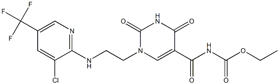 ethyl N-{[1-(2-{[3-chloro-5-(trifluoromethyl)-2-pyridinyl]amino}ethyl)-2,4-dioxo-1,2,3,4-tetrahydro-5-pyrimidinyl]carbonyl}carbamate 化学構造式