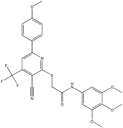 2-{[3-cyano-6-(4-methoxyphenyl)-4-(trifluoromethyl)-2-pyridinyl]sulfanyl}-N-(3,4,5-trimethoxyphenyl)acetamide