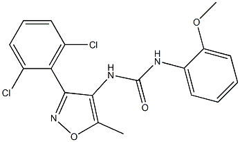 N-[3-(2,6-dichlorophenyl)-5-methyl-4-isoxazolyl]-N'-(2-methoxyphenyl)urea 化学構造式