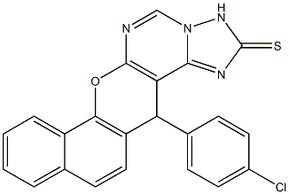 14-(4-chlorophenyl)-2,3-dihydro-14H-benzo[7,8]chromeno[3,2-e][1,2,4]triazol o[1,5-c]pyrimidine-2-thione,,结构式