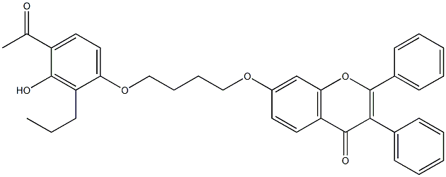 7-[4-(4-acetyl-3-hydroxy-2-propylphenoxy)butoxy]-2,3-diphenyl-4H-4-chromenone,,结构式