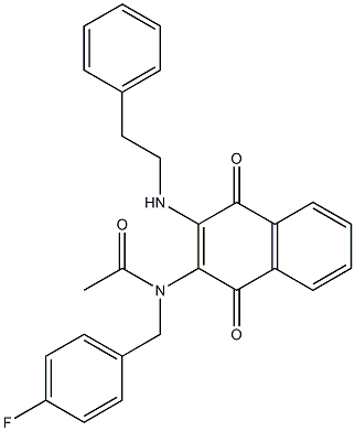 N-[1,4-dioxo-3-(phenethylamino)-1,4-dihydro-2-naphthalenyl]-N-(4-fluorobenzyl)acetamide Structure