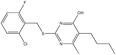 5-butyl-2-[(2-chloro-6-fluorobenzyl)thio]-6-methylpyrimidin-4-ol Structure