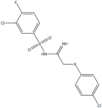 N1-{2-[(4-chlorophenyl)thio]ethanimidoyl}-3-chloro-4-fluorobenzene-1-sulfonamide 化学構造式
