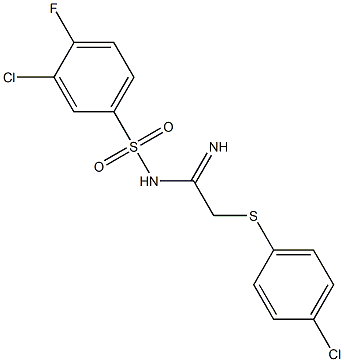 N1-{2-[(4-chlorophenyl)thio]ethanimidoyl}-3-chloro-4-fluorobenzene-1-sulfonamide