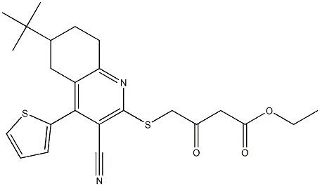 ethyl 4-{[6-(tert-butyl)-3-cyano-4-(2-thienyl)-5,6,7,8-tetrahydro-2-quinolinyl]sulfanyl}-3-oxobutanoate,,结构式