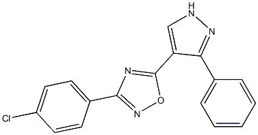 3-(4-chlorophenyl)-5-(3-phenyl-1H-pyrazol-4-yl)-1,2,4-oxadiazole 结构式
