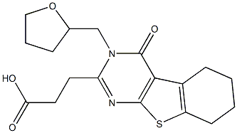 3-[4-Oxo-3-(tetrahydro-furan-2-ylmethyl)-3,4,5,6,7,8-hexahydro-benzo[4,5]thieno[2,3-d]pyrimidin-2-yl]-propionic acid Struktur
