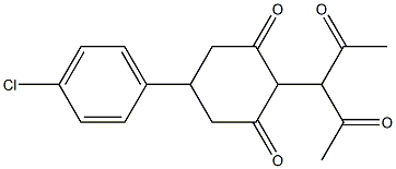 2-(1-acetyl-2-oxopropyl)-5-(4-chlorophenyl)cyclohexane-1,3-dione 化学構造式