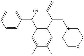6,7-dimethyl-4-(morpholinomethylidene)-1-phenyl-1,2,3,4-tetrahydroisoquinol in-3-one Struktur