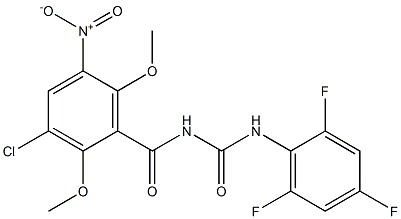 N-(3-chloro-2,6-dimethoxy-5-nitrobenzoyl)-N'-(2,4,6-trifluorophenyl)urea Struktur