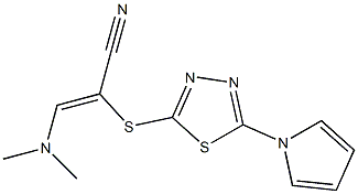 3-(dimethylamino)-2-{[5-(1H-pyrrol-1-yl)-1,3,4-thiadiazol-2-yl]thio}acrylonitrile Struktur