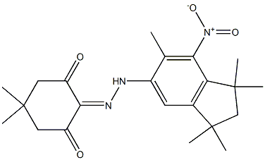 5,5-dimethyl-2-[2-(1,1,3,3,6-pentamethyl-7-nitro-2,3-dihydro-1H-inden-5-yl)hydrazono]cyclohexane-1,3-dione Structure