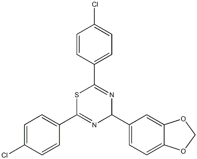 4-(1,3-benzodioxol-5-yl)-2,6-di(4-chlorophenyl)-4H-1,3,5-thiadiazine Struktur