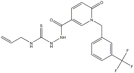 N-allyl-2-({6-oxo-1-[3-(trifluoromethyl)benzyl]-1,6-dihydro-3-pyridinyl}carbonyl)-1-hydrazinecarbothioamide,,结构式