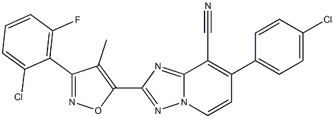 2-[3-(2-chloro-6-fluorophenyl)-4-methyl-5-isoxazolyl]-7-(4-chlorophenyl)[1,2,4]triazolo[1,5-a]pyridine-8-carbonitrile,,结构式