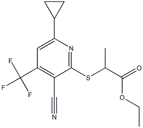 ethyl 2-{[3-cyano-6-cyclopropyl-4-(trifluoromethyl)-2-pyridinyl]sulfanyl}propanoate 化学構造式