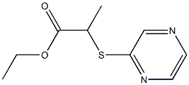 ethyl 2-(2-pyrazinylsulfanyl)propanoate 化学構造式