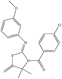 (4-chlorophenyl){2-[(3-methoxyphenyl)imino]-4,4-dimethyl-5-methylidene-1,3-thiazolan-3-yl}methanone 化学構造式