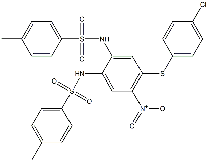 N1-(4-[(4-chlorophenyl)thio]-2-{[(4-methylphenyl)sulfonyl]amino}-5-nitrophenyl)-4-methylbenzene-1-sulfonamide 结构式