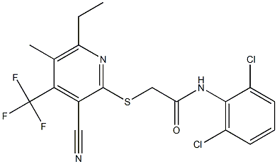  2-{[3-cyano-6-ethyl-5-methyl-4-(trifluoromethyl)-2-pyridinyl]sulfanyl}-N-(2,6-dichlorophenyl)acetamide