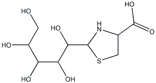 2-(1,2,3,4,5-pentahydroxypentyl)-1,3-thiazolane-4-carboxylic acid 化学構造式