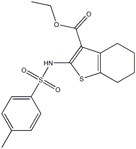 ethyl 2-{[(4-methylphenyl)sulfonyl]amino}-4,5,6,7-tetrahydrobenzo[b]thiophene-3-carboxylate 结构式