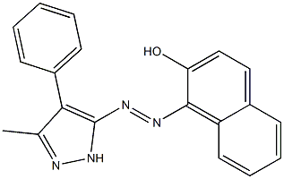 1-[2-(3-methyl-4-phenyl-1H-pyrazol-5-yl)diaz-1-enyl]-2-naphthol 化学構造式