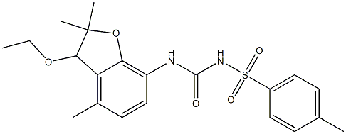 3-ethoxy-2,2,4-trimethyl-7-[({[(4-methylphenyl)sulfonyl]amino}carbonyl)amino]-2,3-dihydro-1-benzofuran Struktur