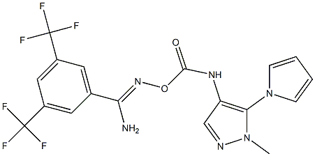 N'-[({[1-methyl-5-(1H-pyrrol-1-yl)-1H-pyrazol-4-yl]amino}carbonyl)oxy]-3,5-bis(trifluoromethyl)benzenecarboximidamide,,结构式