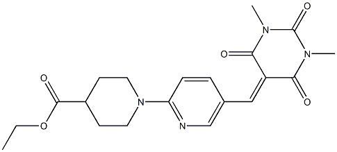 ethyl 1-(5-{[1,3-dimethyl-2,4,6-trioxotetrahydro-5(2H)-pyrimidinyliden]methyl}-2-pyridinyl)-4-piperidinecarboxylate,,结构式