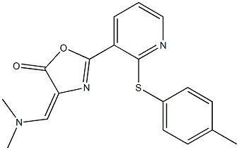 4-[(dimethylamino)methylidene]-2-{2-[(4-methylphenyl)thio]-3-pyridyl}-4,5-dihydro-1,3-oxazol-5-one Struktur