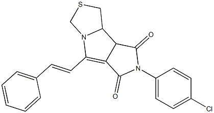 7-(4-chlorophenyl)-5-[(E)-2-phenylethenyl]tetrahydropyrrolo[3',4':3,4]pyrrolo[1,2-c][1,3]thiazole-6,8(1H,7H)-dione 结构式