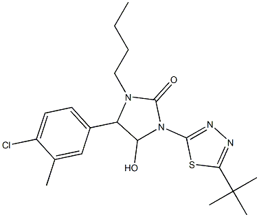  1-butyl-3-[5-(tert-butyl)-1,3,4-thiadiazol-2-yl]-5-(4-chloro-3-methylphenyl)-4-hydroxyimidazolidin-2-one