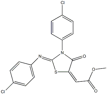 methyl 2-{3-(4-chlorophenyl)-2-[(4-chlorophenyl)imino]-4-oxo-1,3-thiazolan-5-yliden}acetate Structure