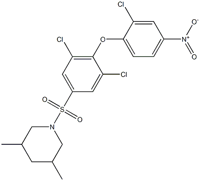 1-{[3,5-dichloro-4-(2-chloro-4-nitrophenoxy)phenyl]sulfonyl}-3,5-dimethylpiperidine 化学構造式