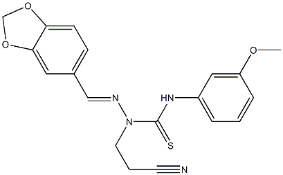 N1-(3-methoxyphenyl)-2-(1,3-benzodioxol-5-ylmethylidene)-1-(2-cyanoethyl)hydrazine-1-carbothioamide Structure