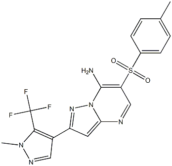 6-[(4-methylphenyl)sulfonyl]-2-[1-methyl-5-(trifluoromethyl)-1H-pyrazol-4-yl]pyrazolo[1,5-a]pyrimidin-7-ylamine 化学構造式